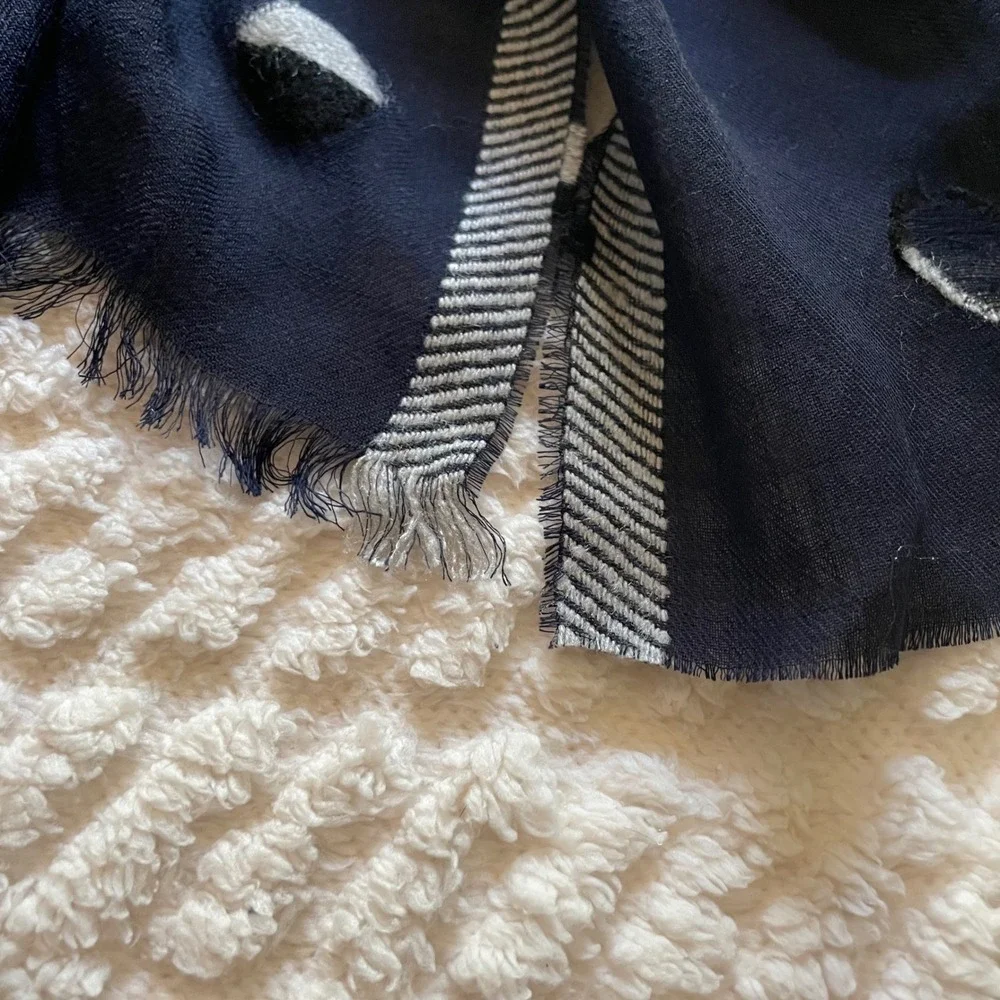 Alliance Merchandising Navy Blue Acrylic Wool‎ Nylon Dot Scarf
